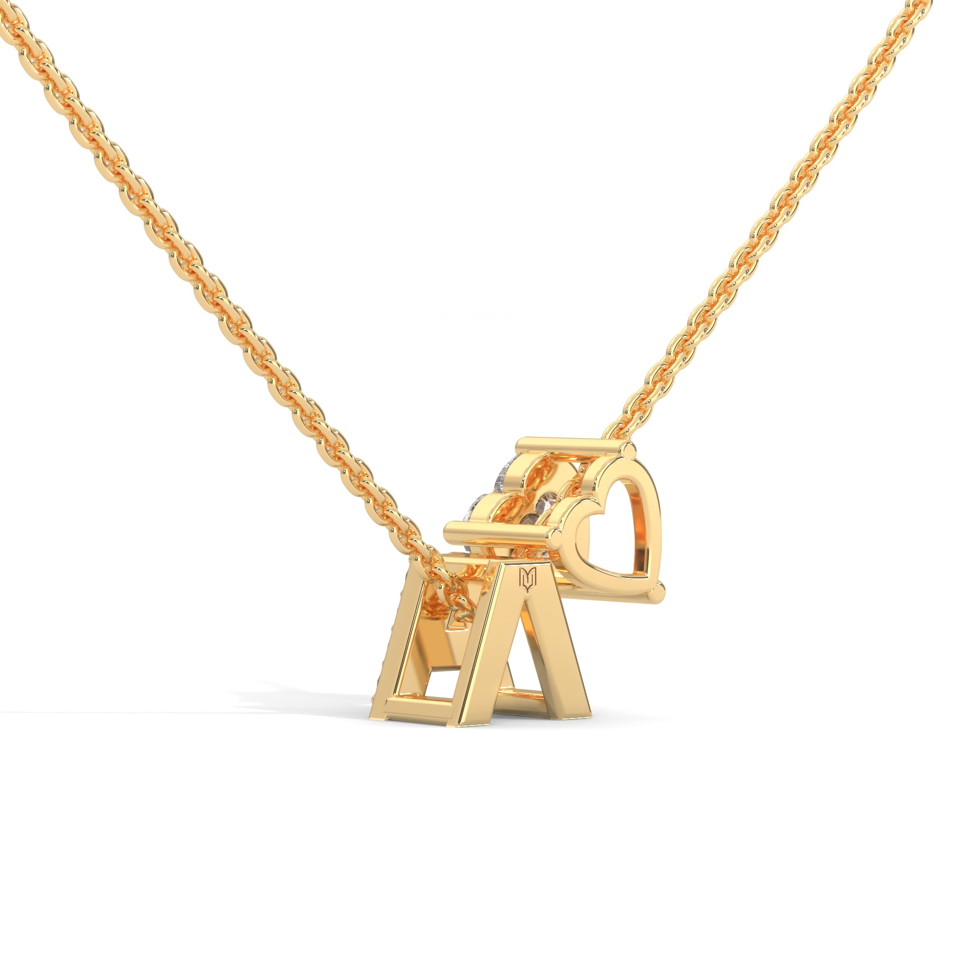 Diamond Initial With Heart Necklace