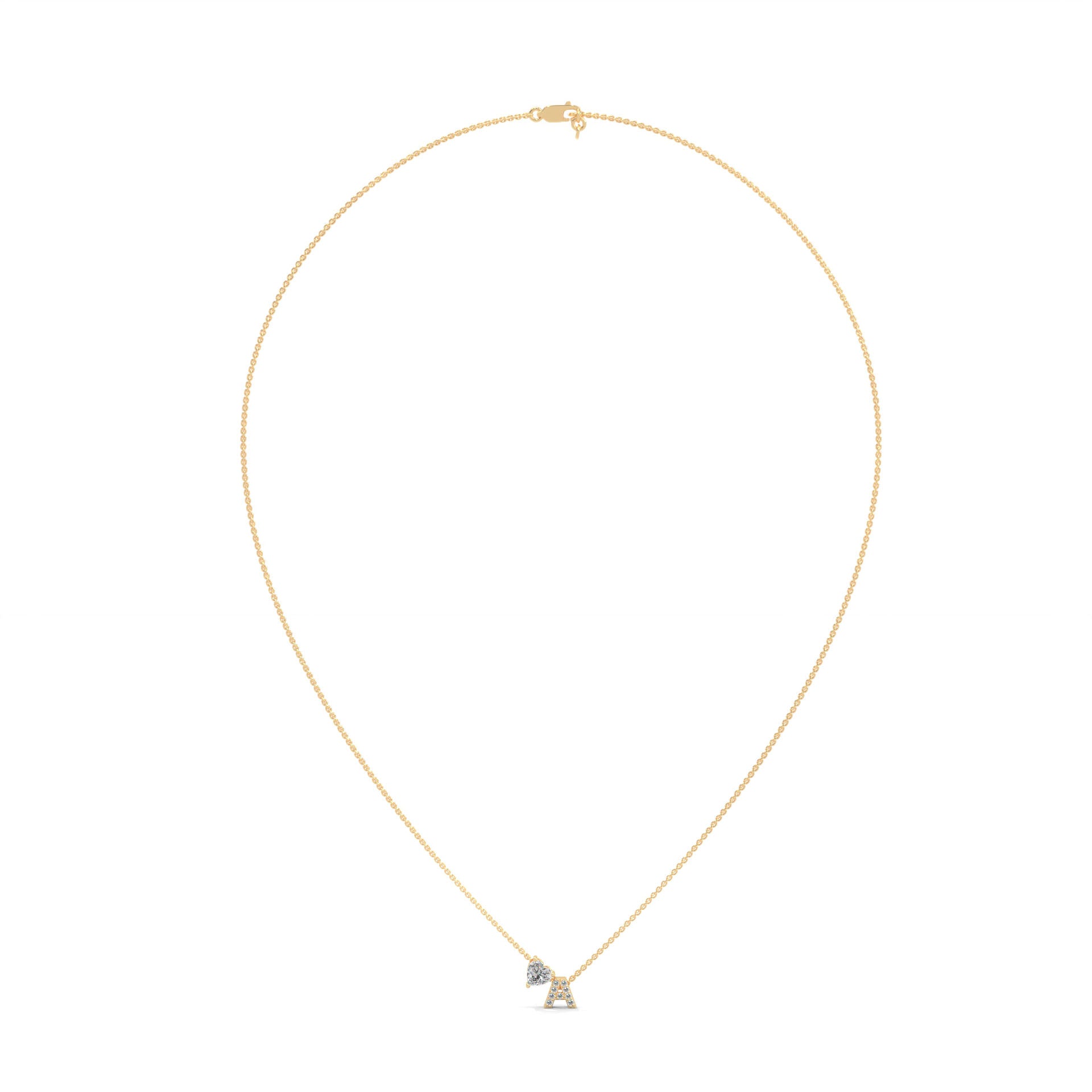 Diamond Initial With Heart Necklace