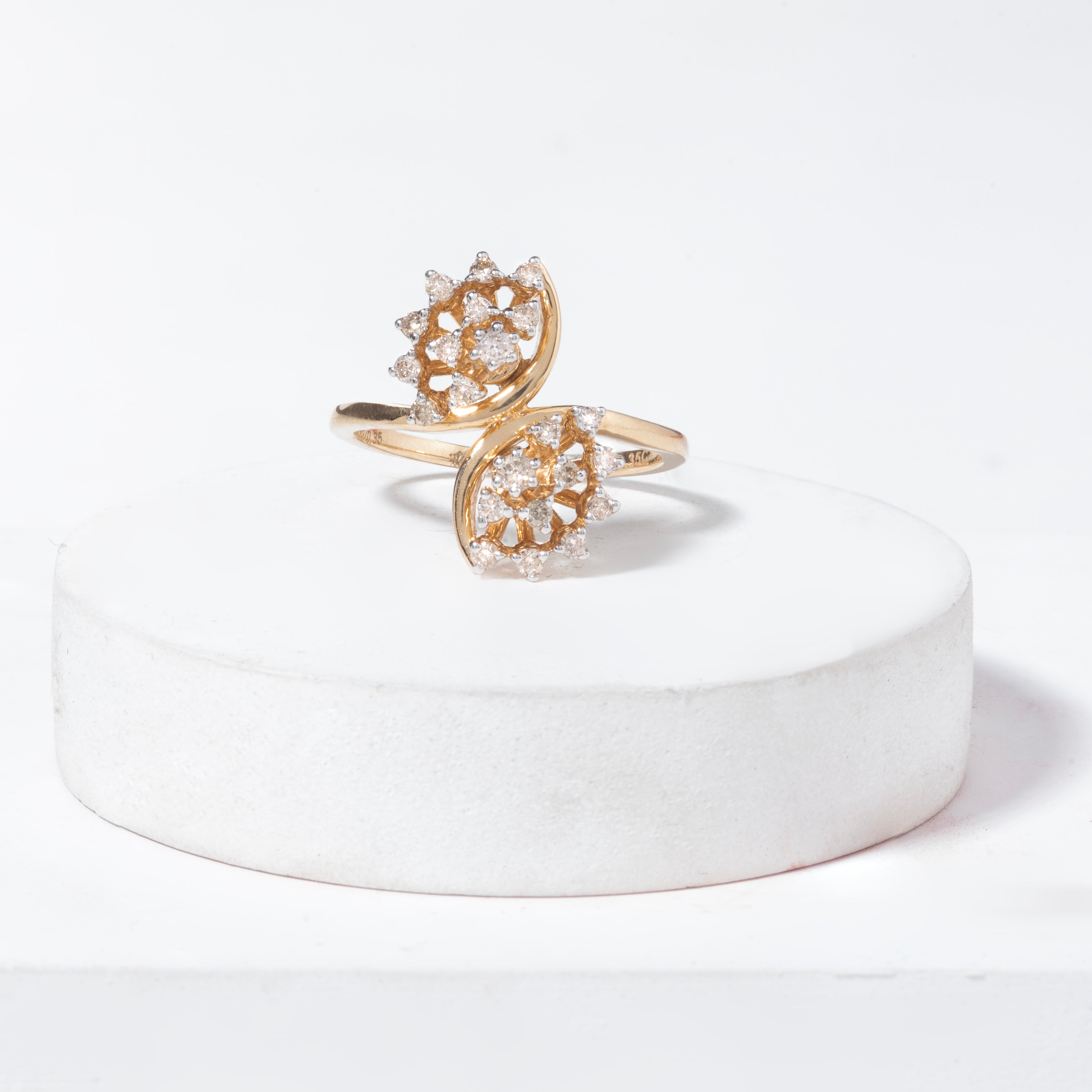 Double Half Circle Diamond Ring