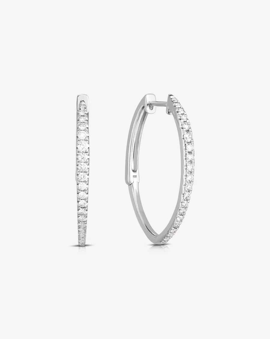 Pave Diamond V Shaped Hoops