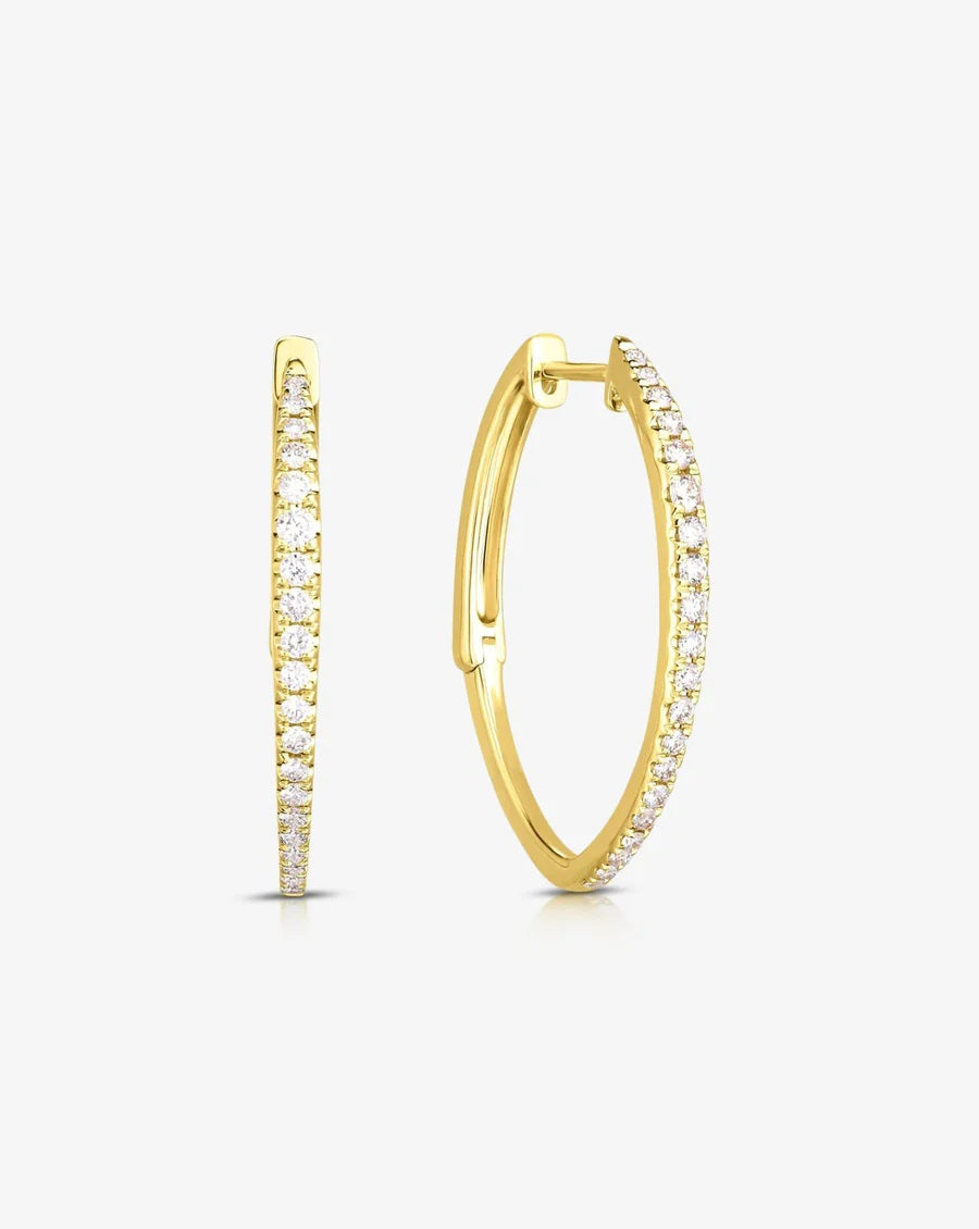 Pave Diamond V Shaped Hoops