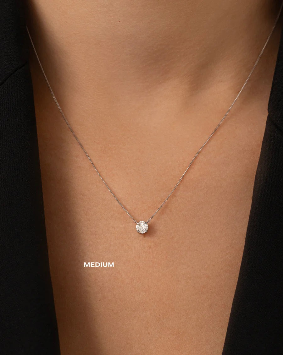 Round Illusion Diamond Pendant Necklace