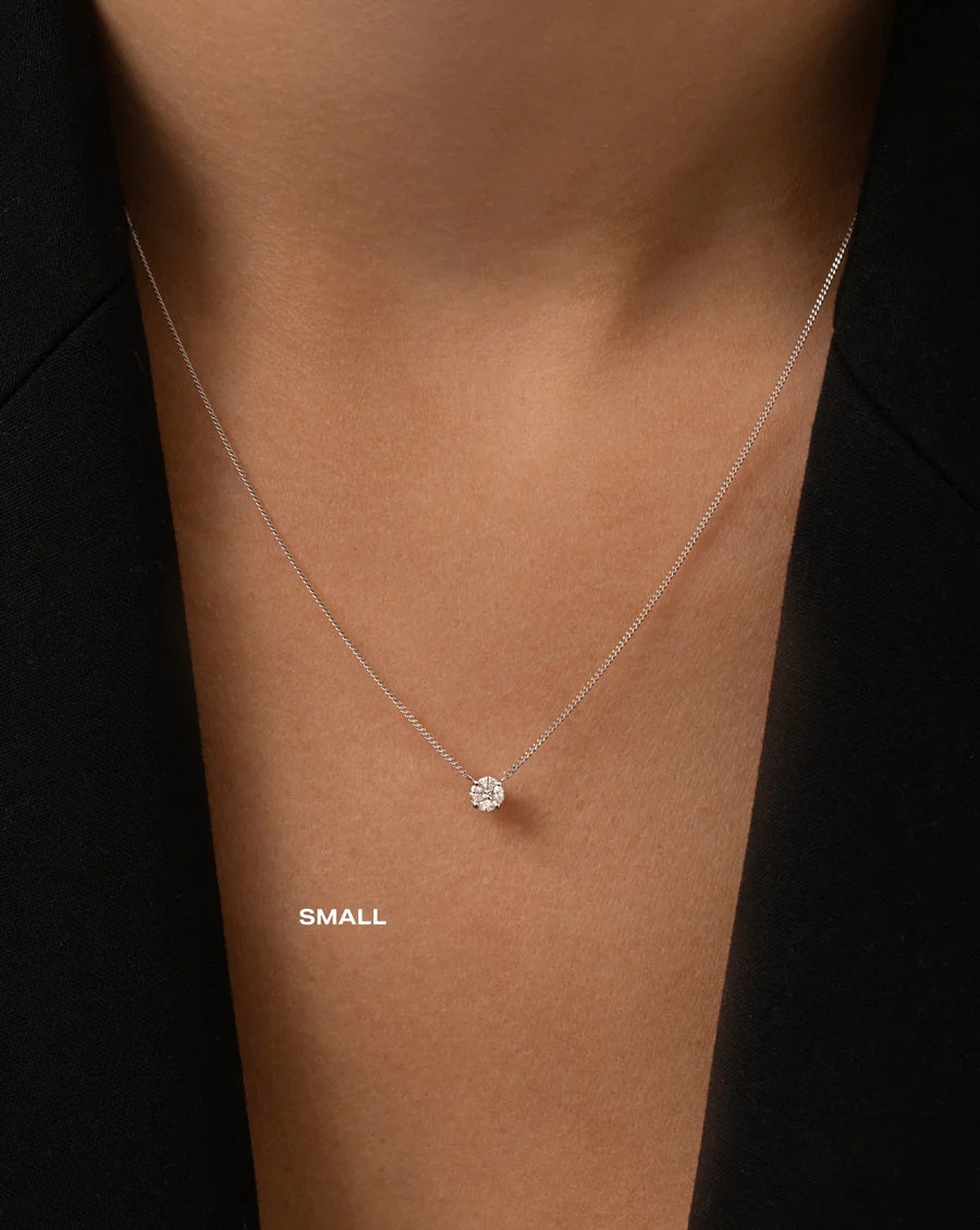Round Illusion Diamond Pendant Necklace
