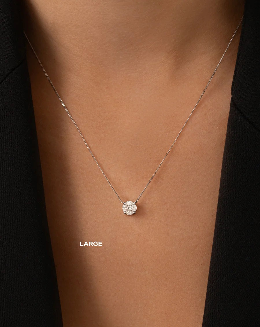 Round Illusion Diamond Pendant Necklace