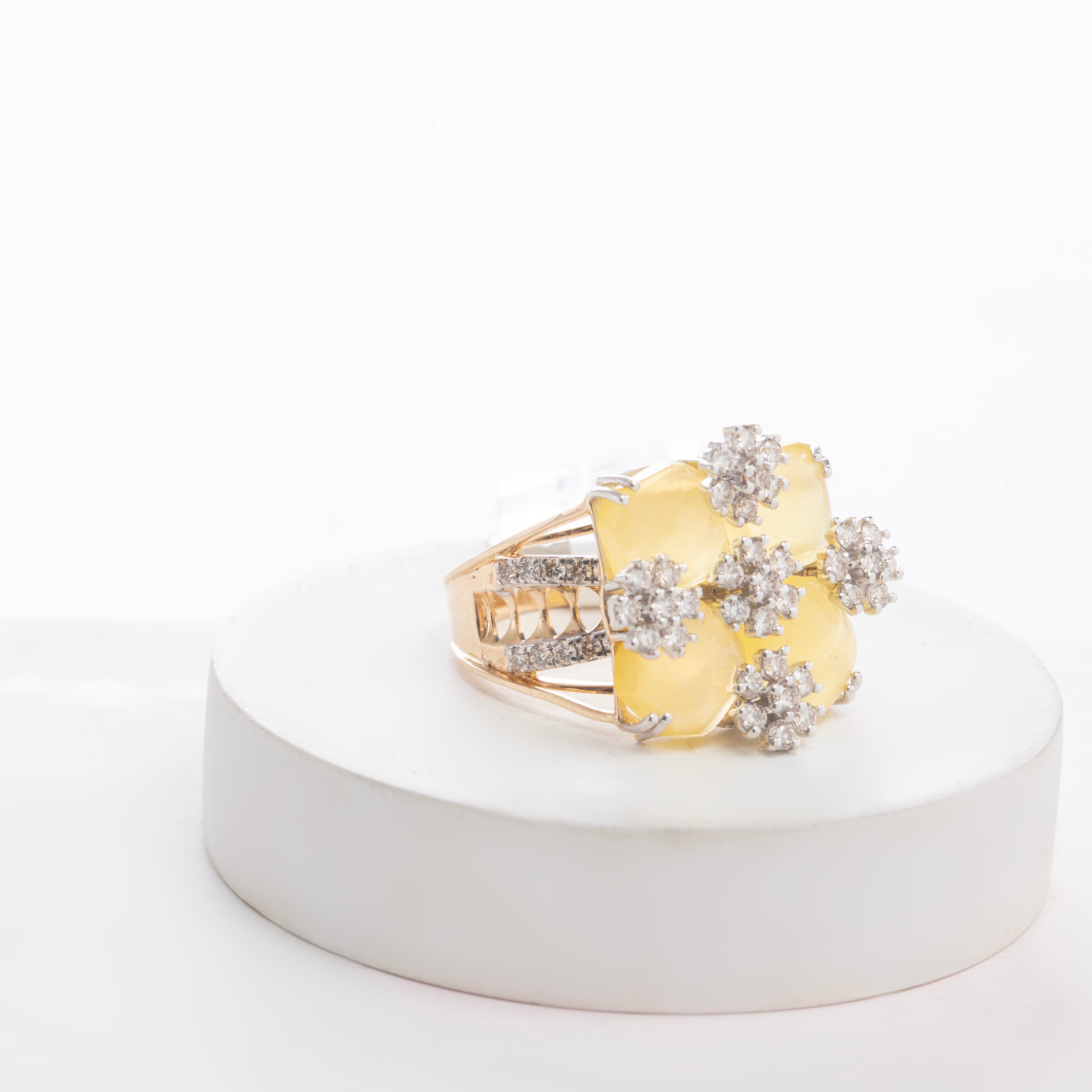 Yellow Agate Diamond Ring
