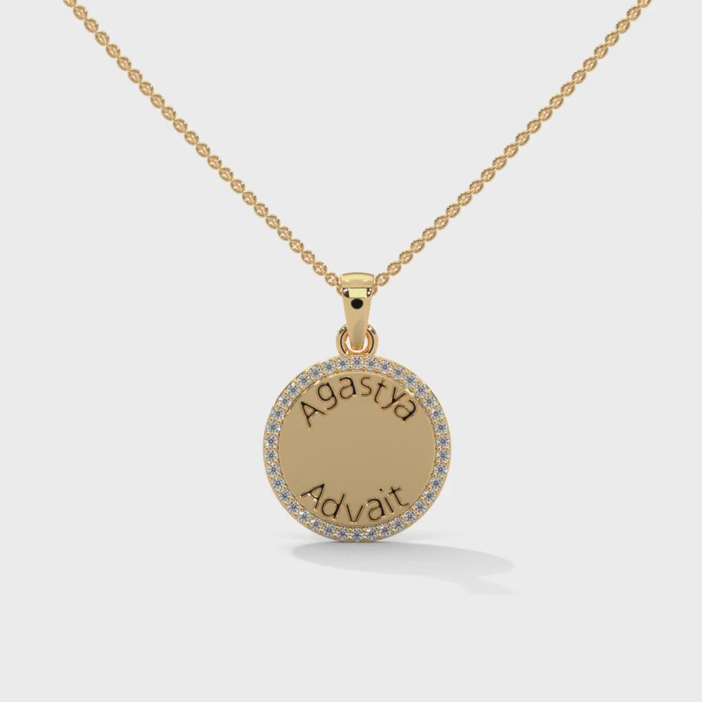 Personalized Coin Necklace With Halo
