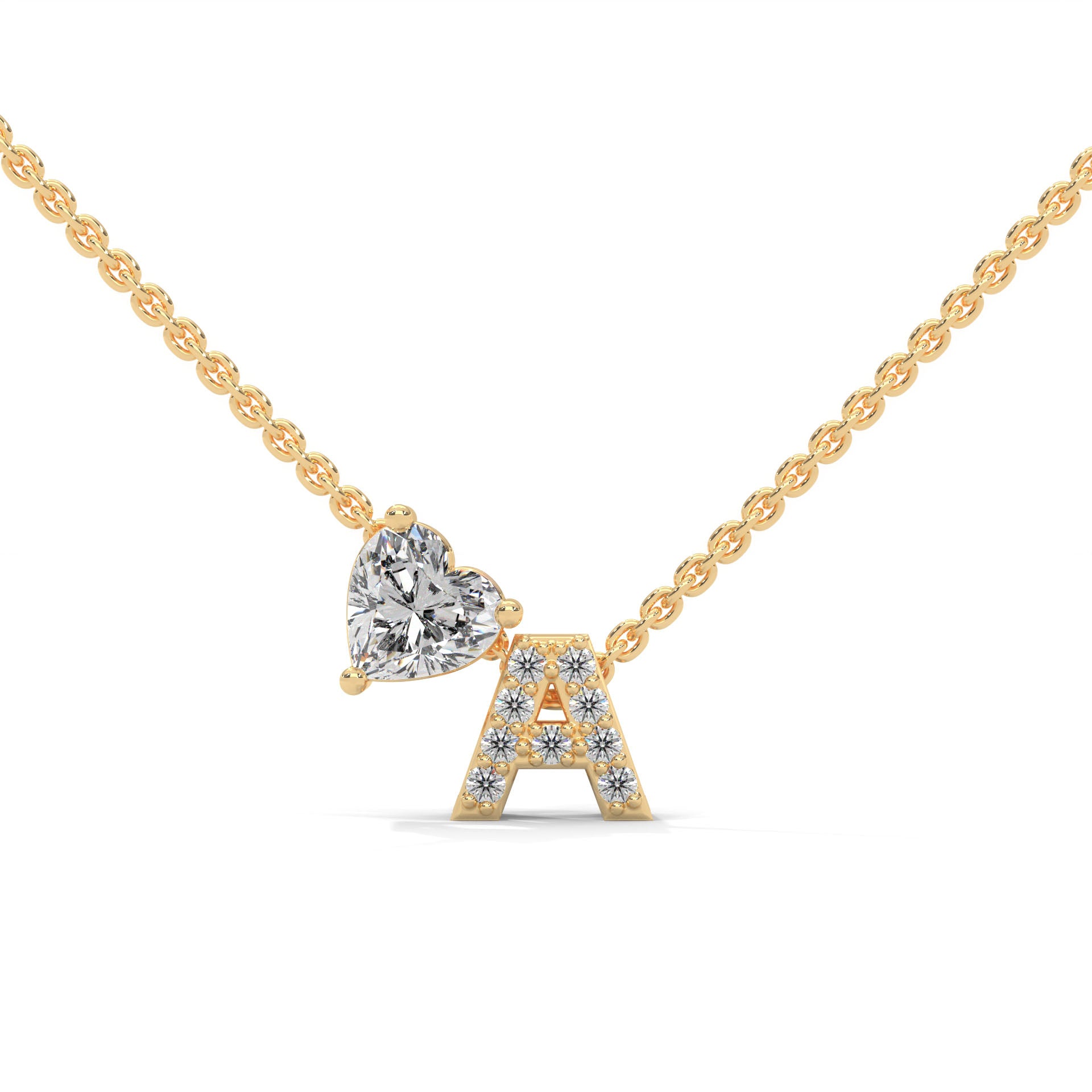 Diamond Initial With Heart Necklace