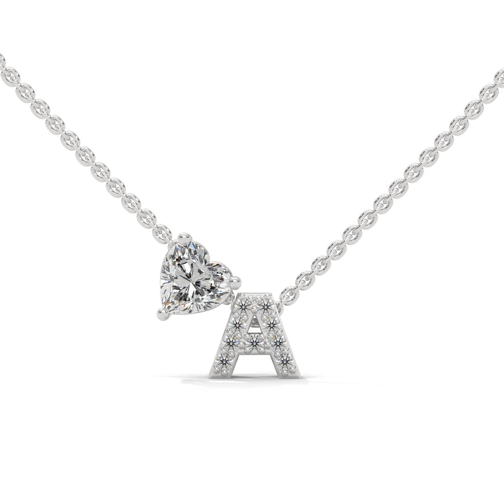 Diamond Initial With Heart Necklace