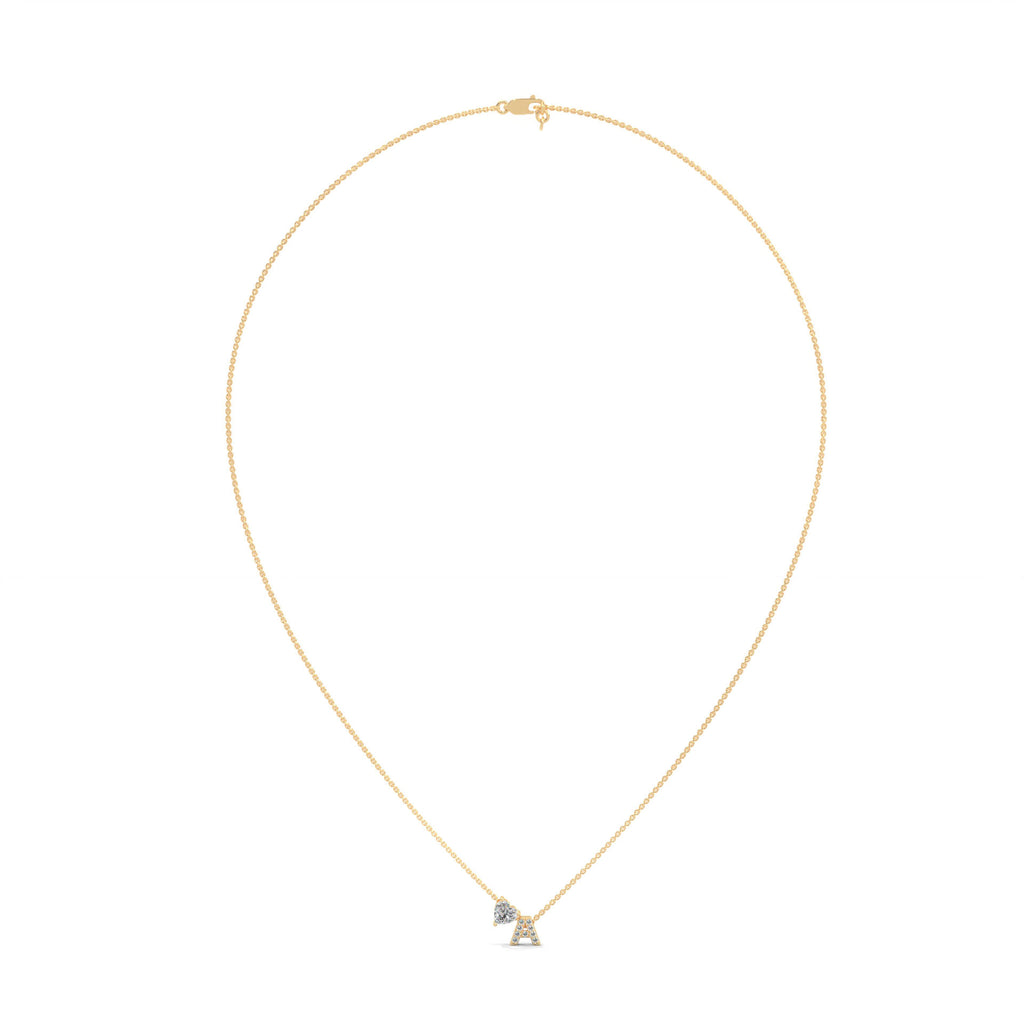 Diamond Initial With Heart Necklace