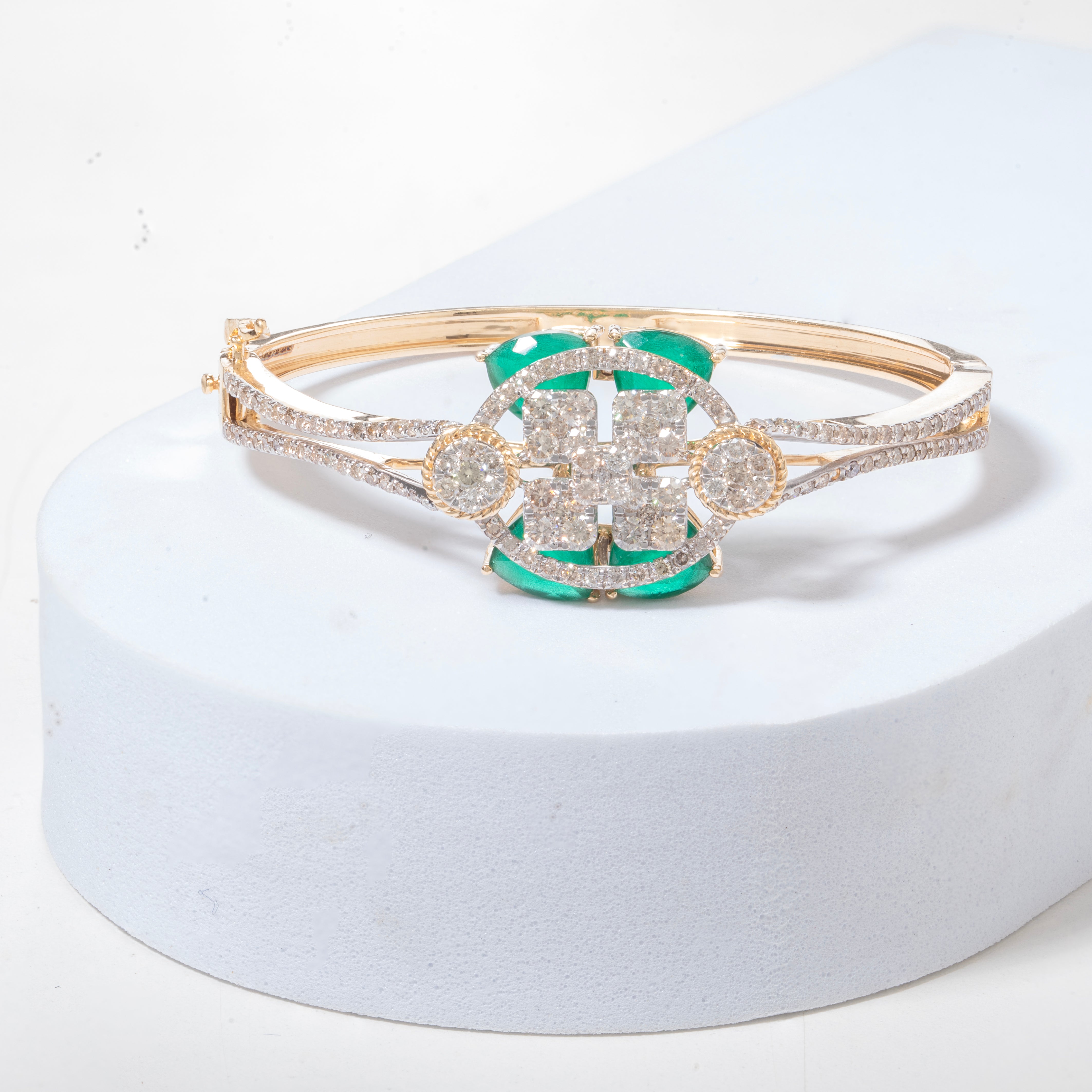 Chrysoprase Diamond Bangle