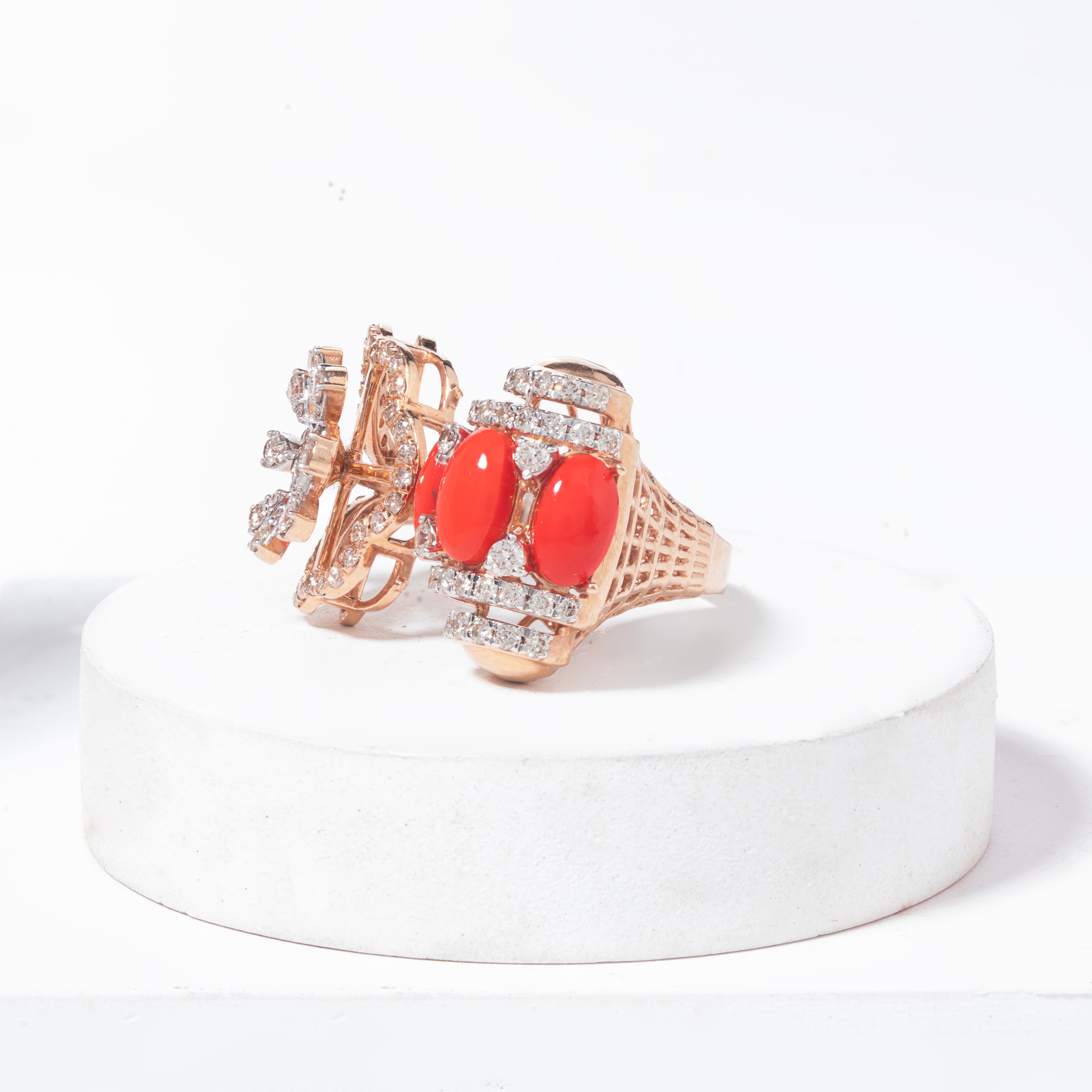 Coral Two Motif Ring