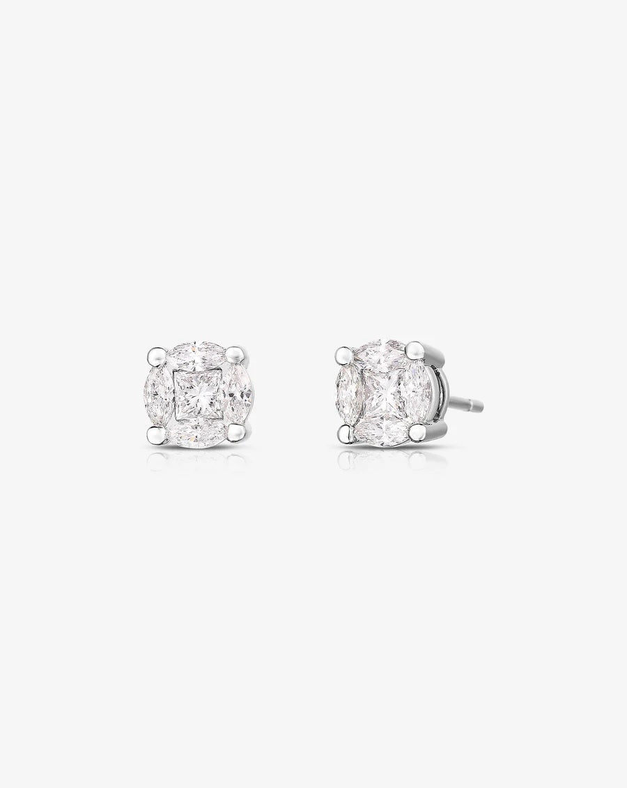 Round Illusion Diamond Earrings