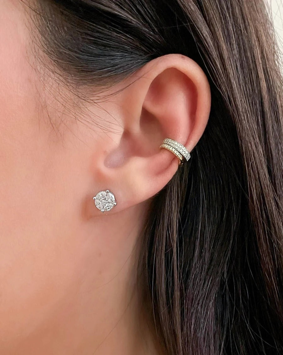 Round Illusion Diamond Earrings