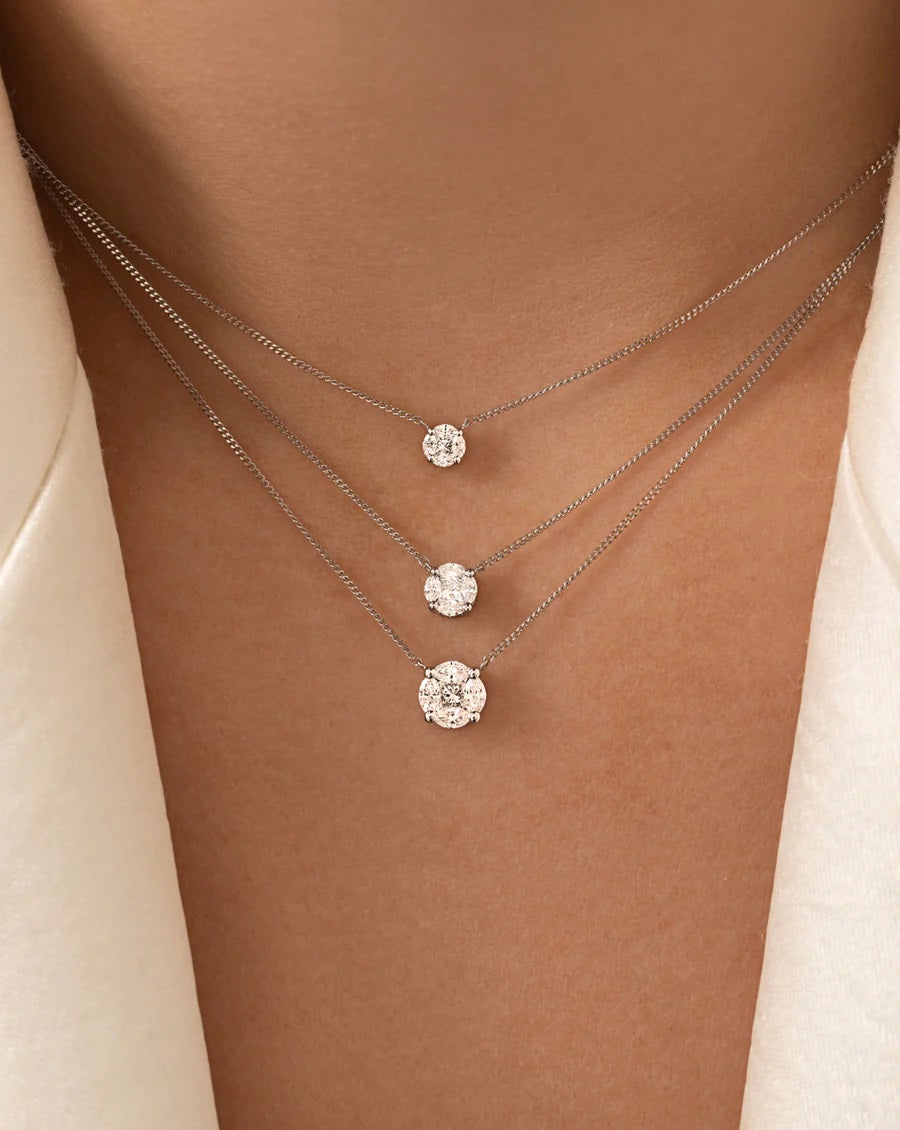 Round Illusion Diamond Pendant Necklace