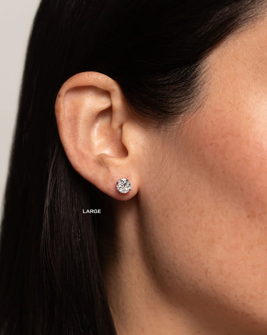 Round Illusion Diamond Earrings