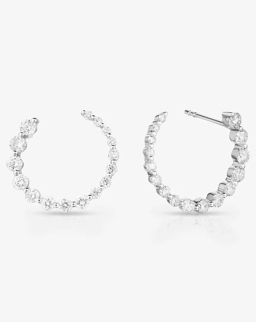 Single Prong Diamond Circle Hoops