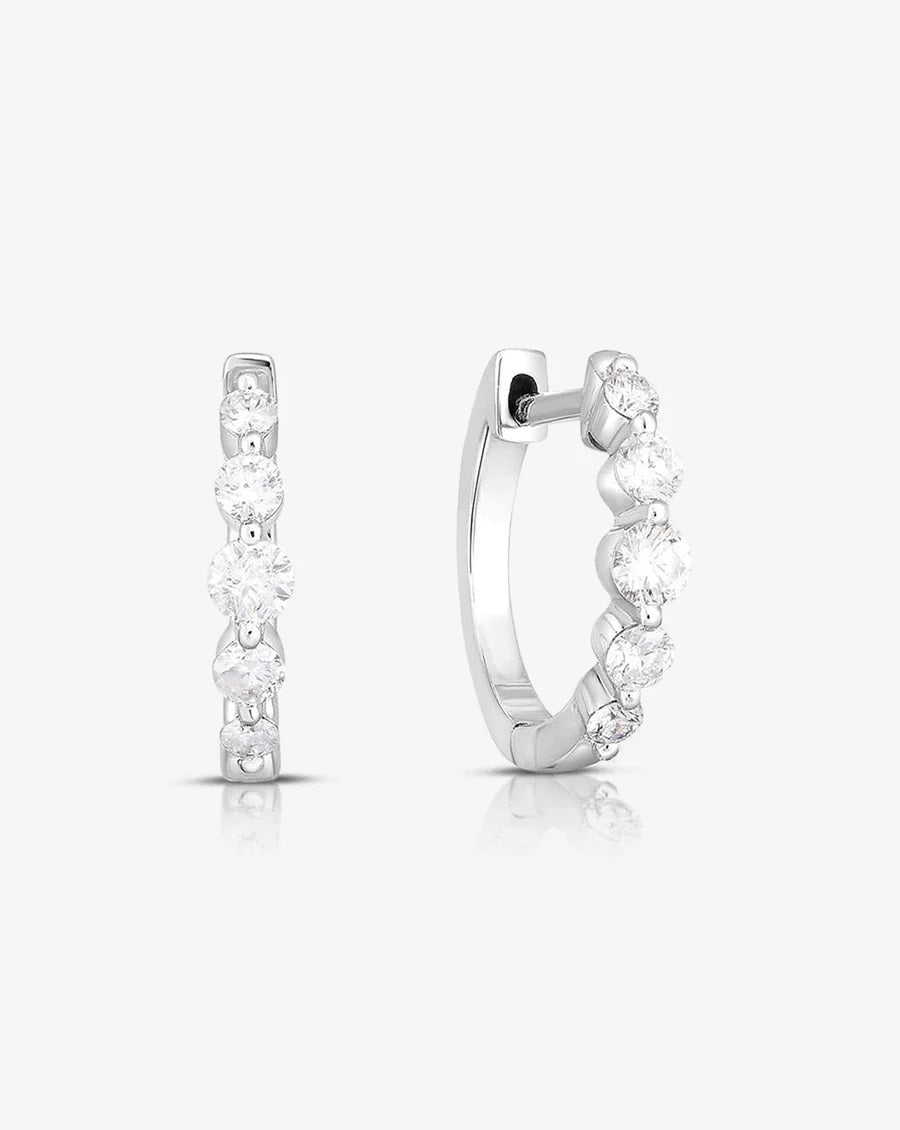 Single Prong Diamond Circle Hoops