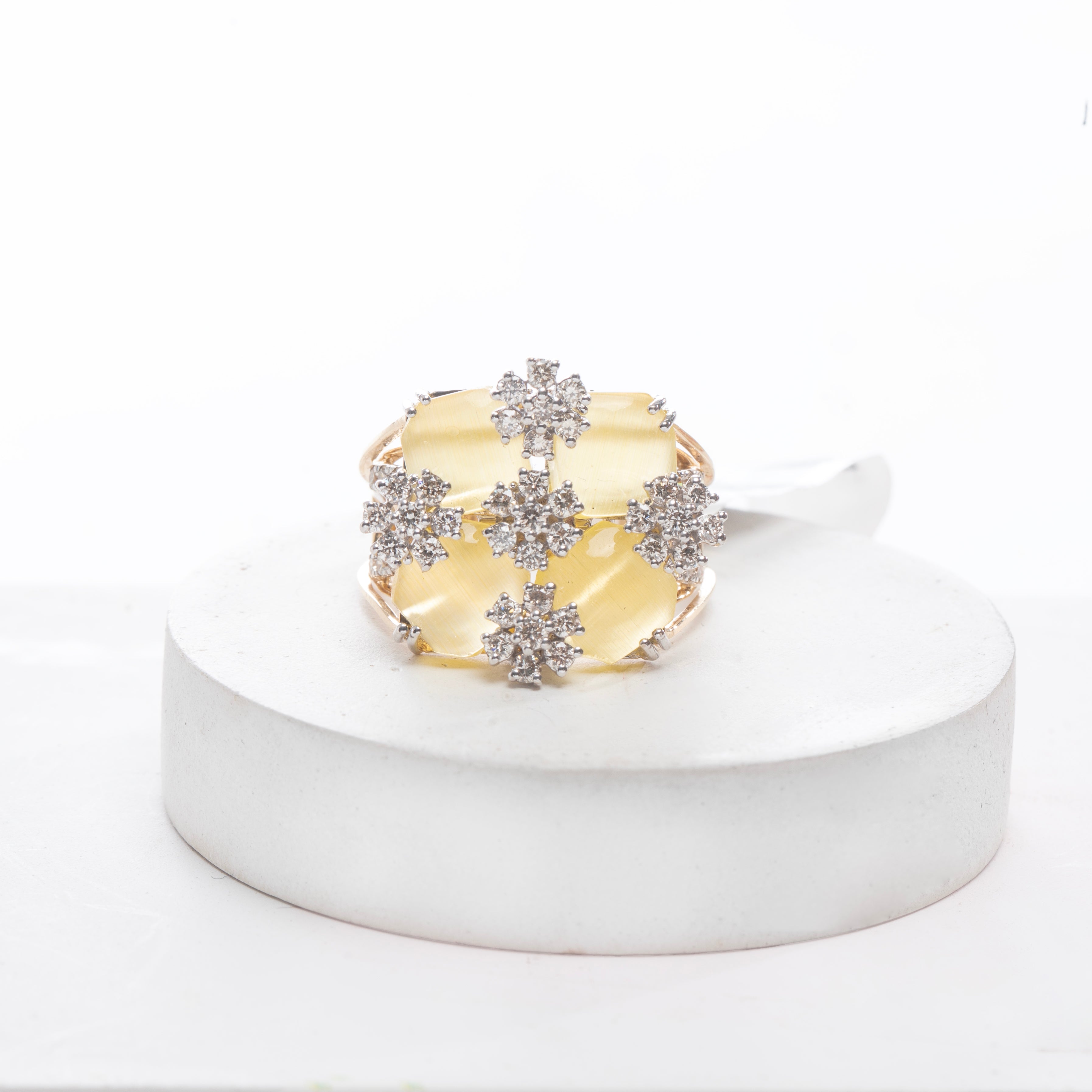 Yellow Agate Diamond Ring